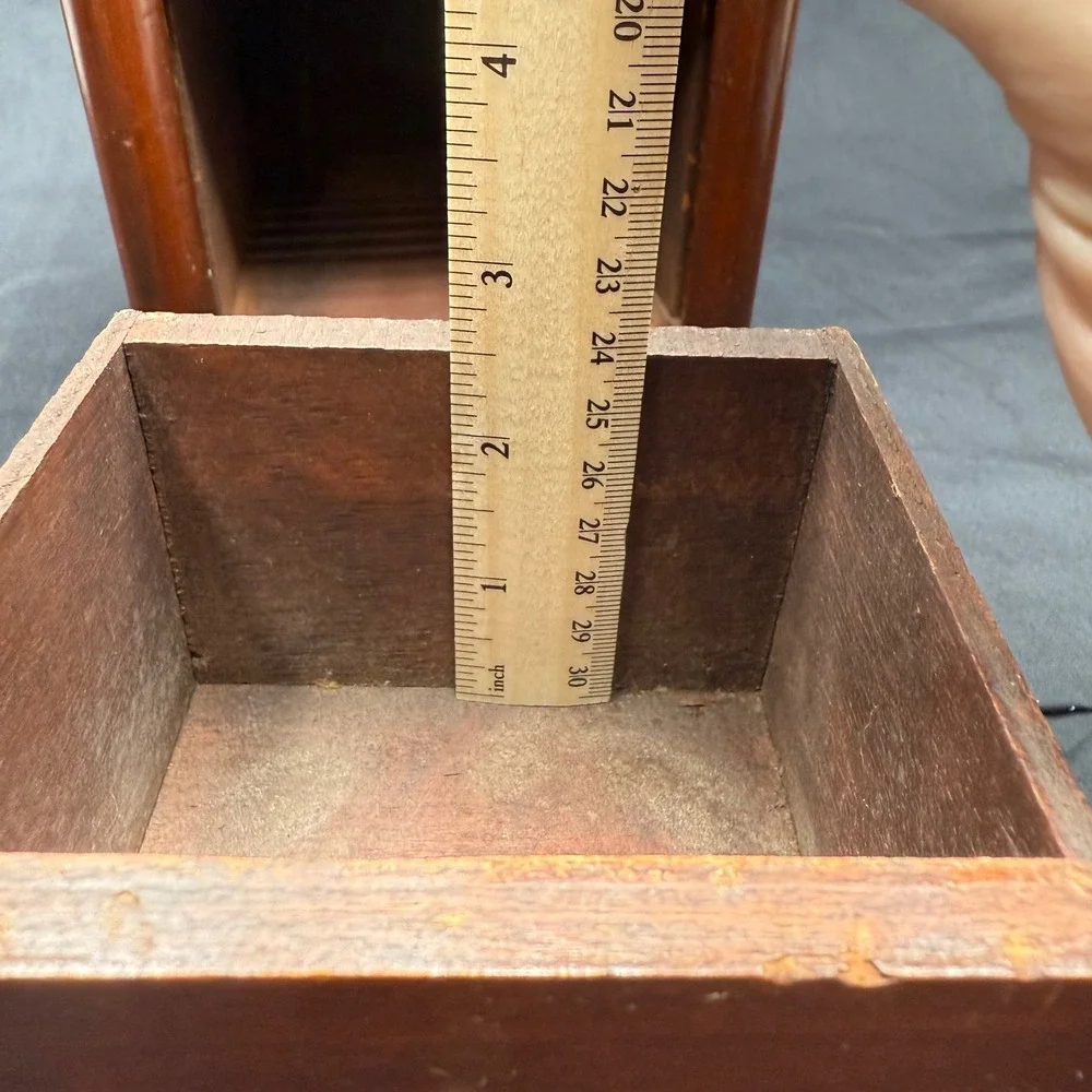Vintage Wooden Jewelry Box Mini Dresser Chest Art Deco Trinket Cabinet